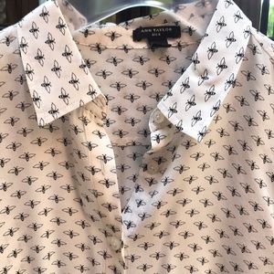 Ann Taylor Silk Bumble-Bee Blouse, Size 4